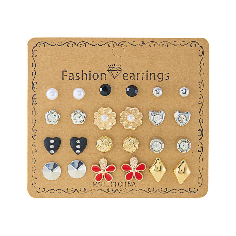 Suit Geometric Pairs Storage Ear Multicolor Earrings