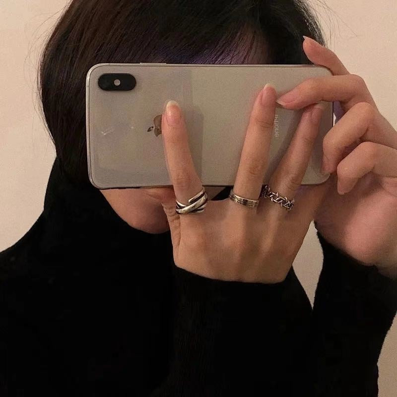 Roman Digital Female Korean Style Hip Hop Fashion Open Rings