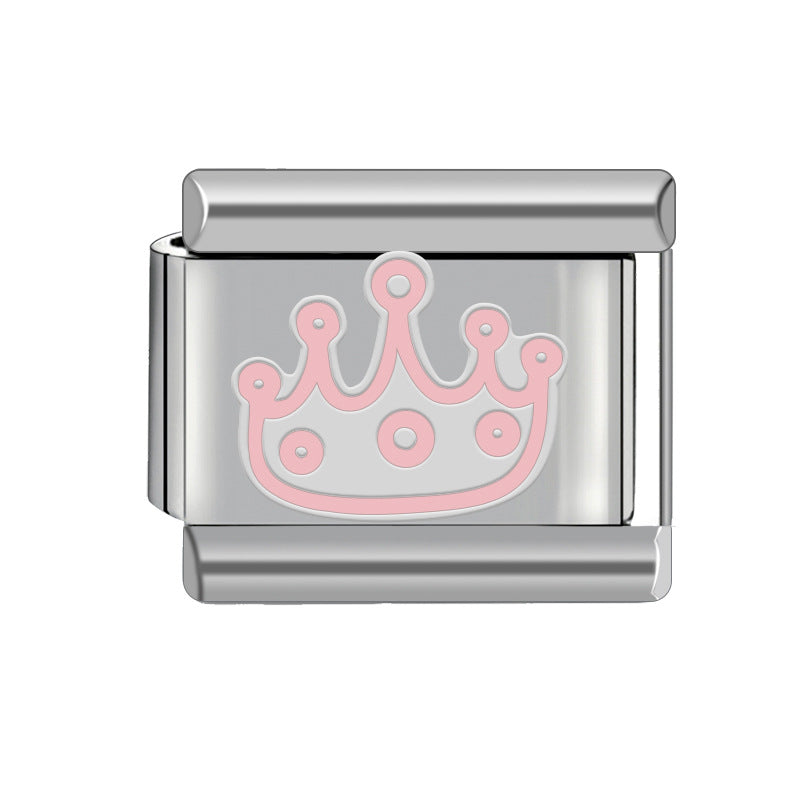 Lovely Pink Italian Charm Module Heart-shaped Detachable Bracelets