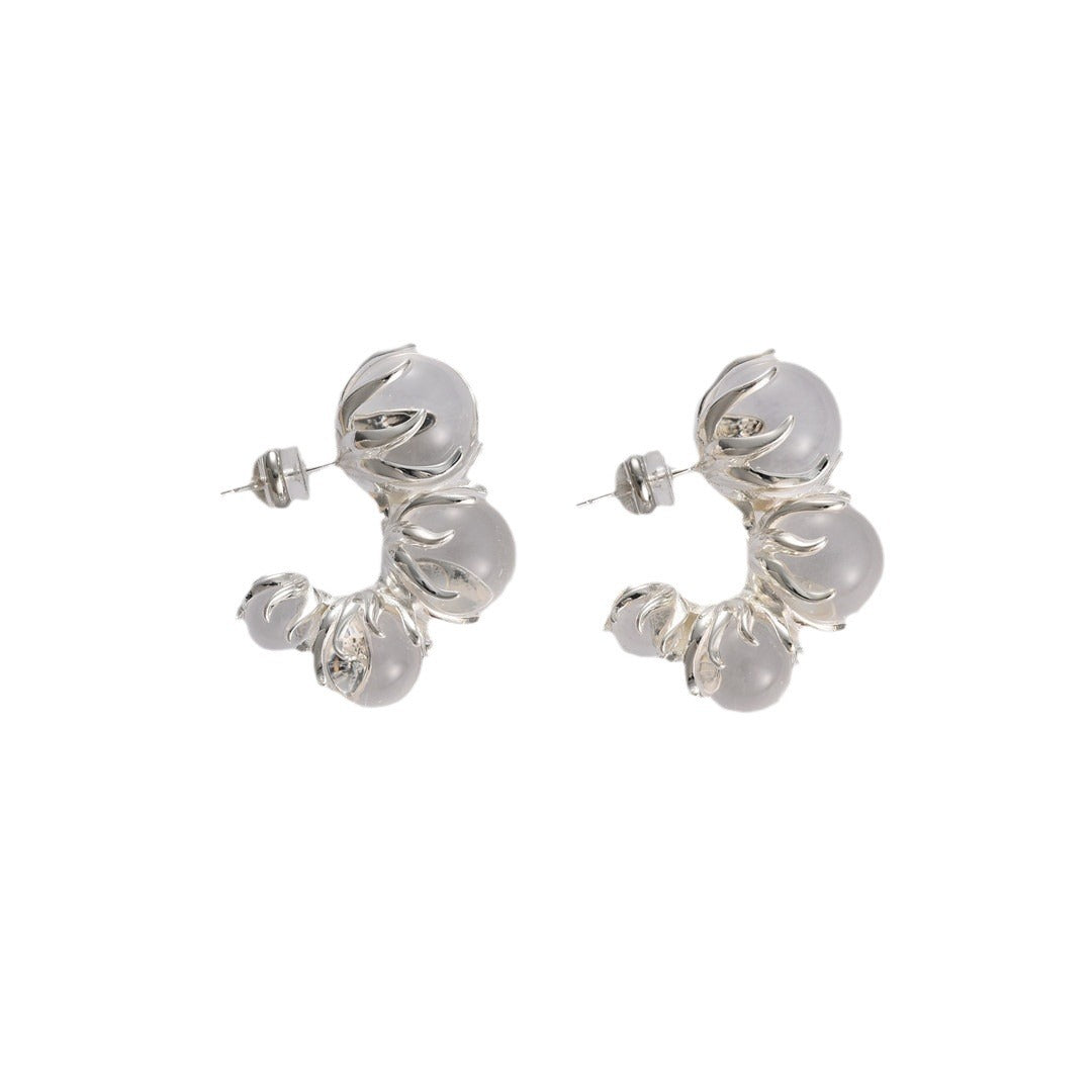 Real Gold Vine Size Glass Row Bead Sier Earrings