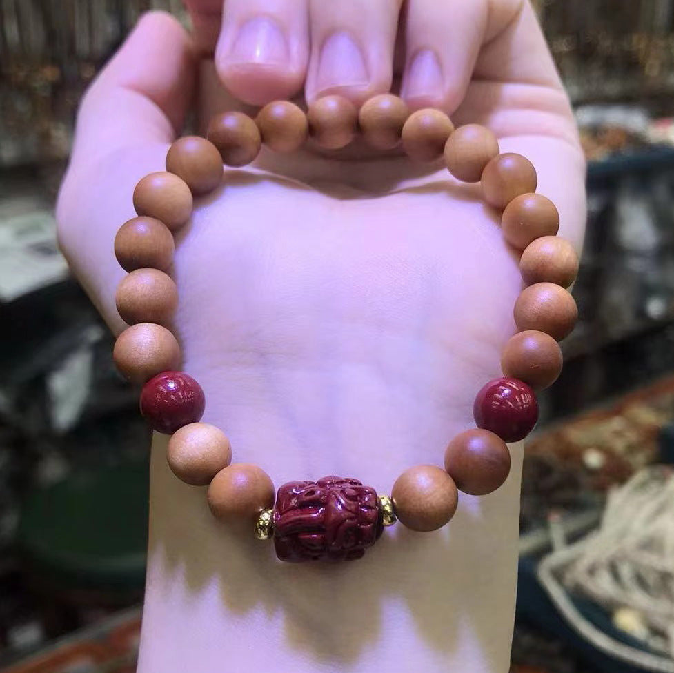 Women's Purple Gold Sand Cinnabar Beaded Single Ethnic Bracelets