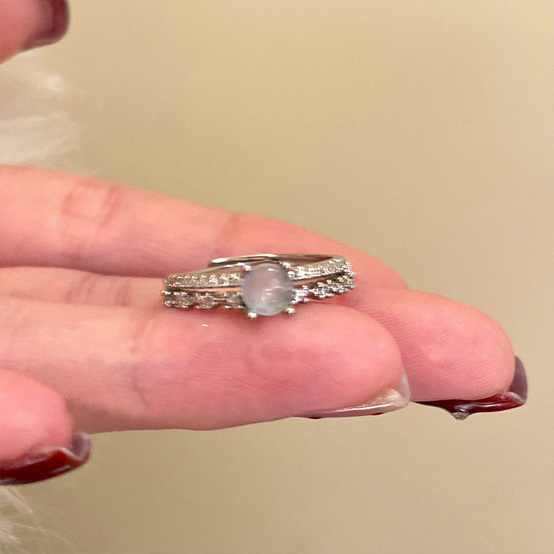 Zircon Female Open Light Luxury High Sense Niche Ring