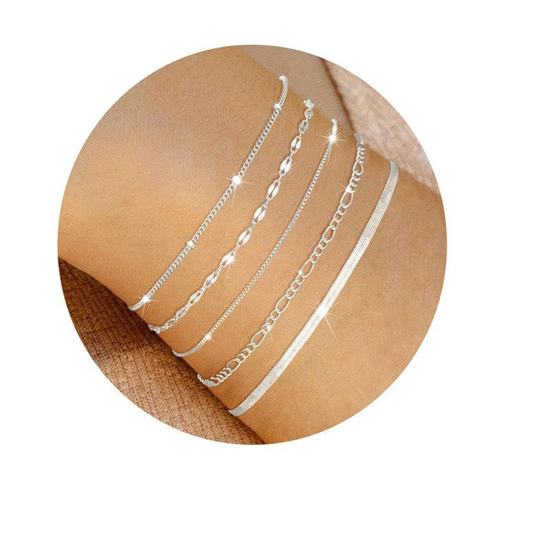 Women's Pcs Set Metal Figaro Chain Suit Bracelets