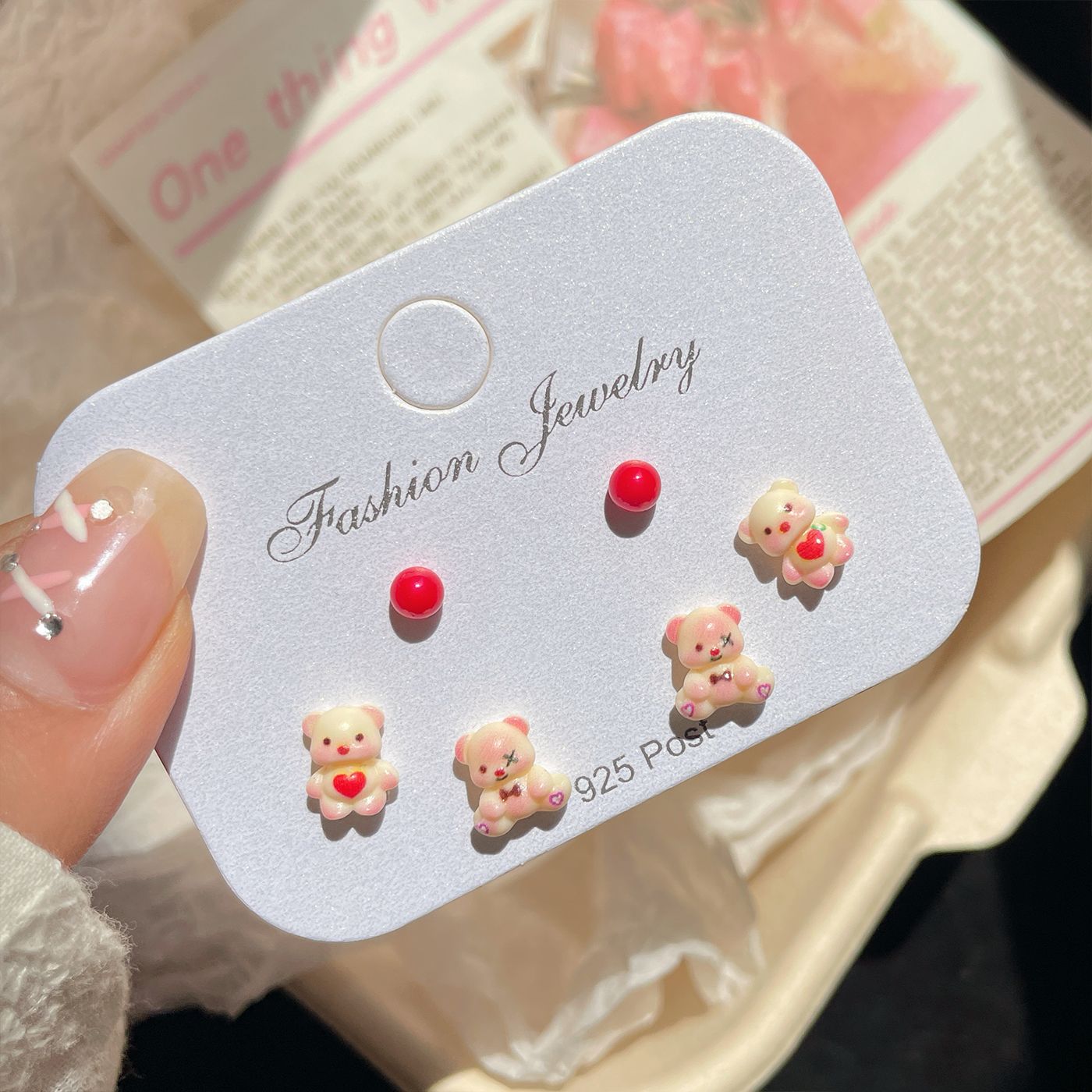 Suit Female Sier Needle Small Cute Earrings