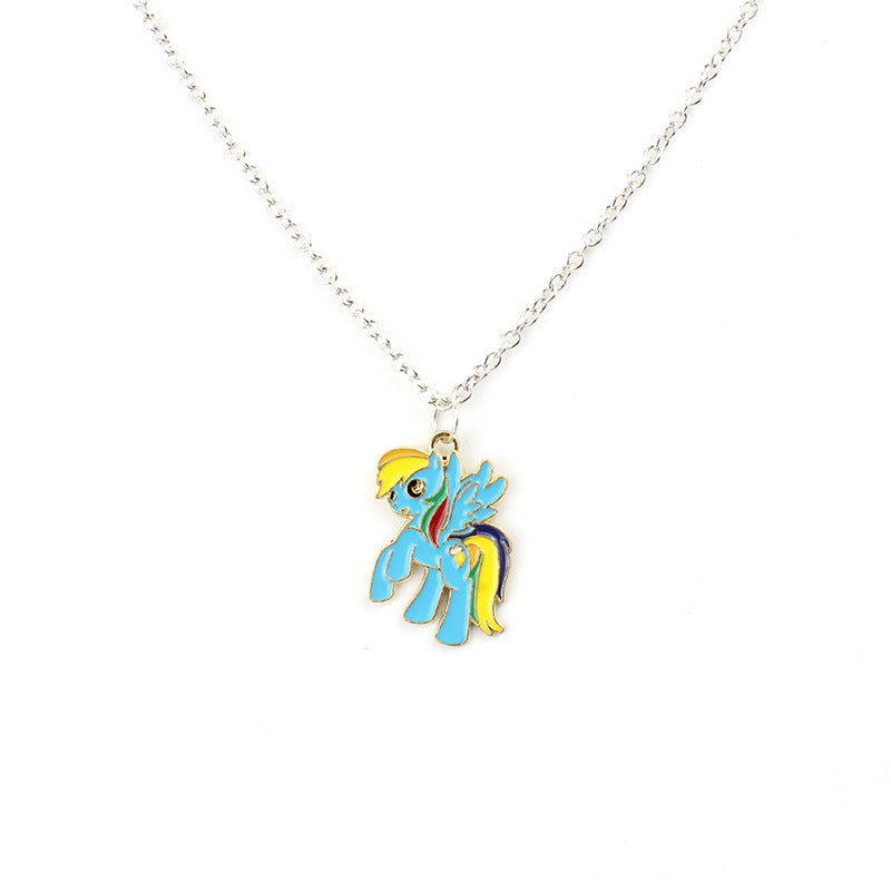 Children's Cartoon Pony Cute Anime Alloy Dripping Unicorn Girlfriends Necklaces