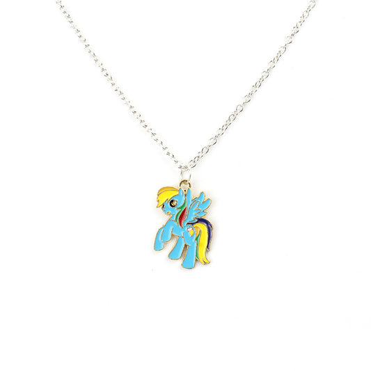 Children's Cartoon Pony Cute Anime Alloy Dripping Unicorn Girlfriends Necklaces