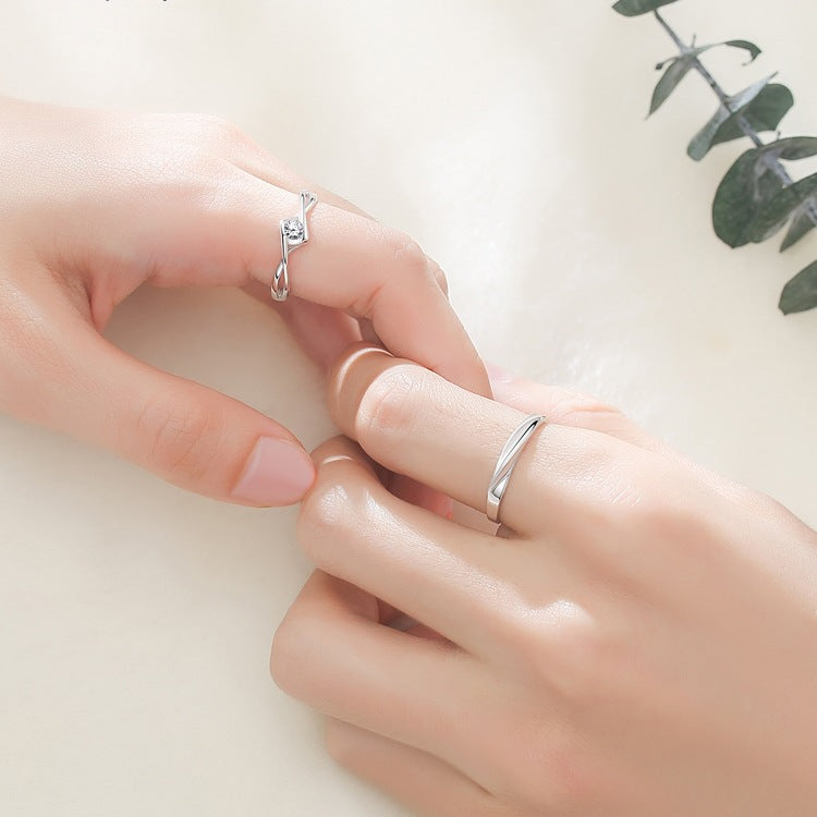 Women's & Men's Couple For One Simple Light Luxury Minority Opening Rings