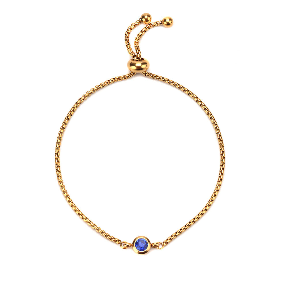 Women's Simple Stainless Steel Twee Birthstone Mother's Bracelets