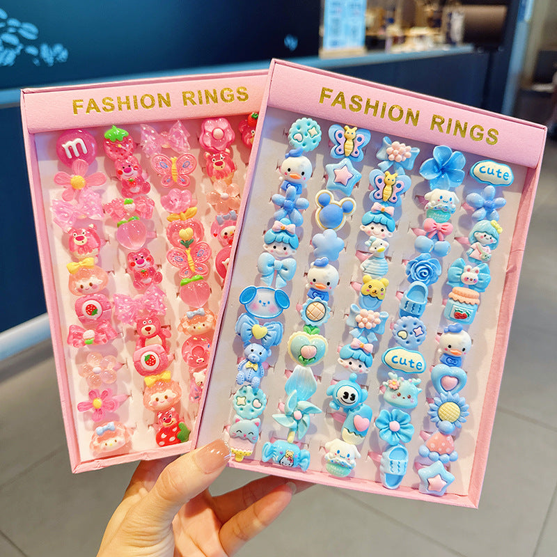 Children's Cartoon Nostalgic Frosted Texture Plastic Kindergarten Rings