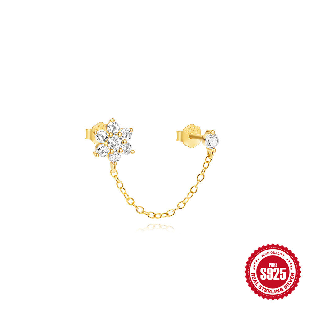 Star Tassel Moon Shape Studded With Water Drop Zircon Earrings