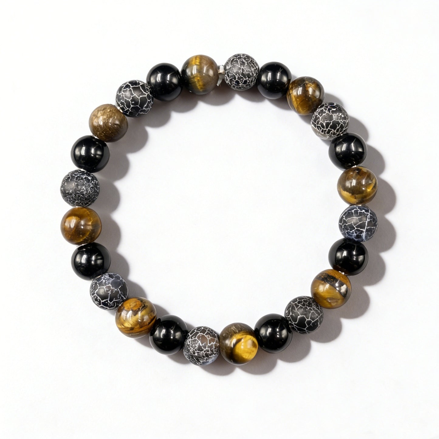 Agate Tigereye Black Glass Natural Stone Bracelet