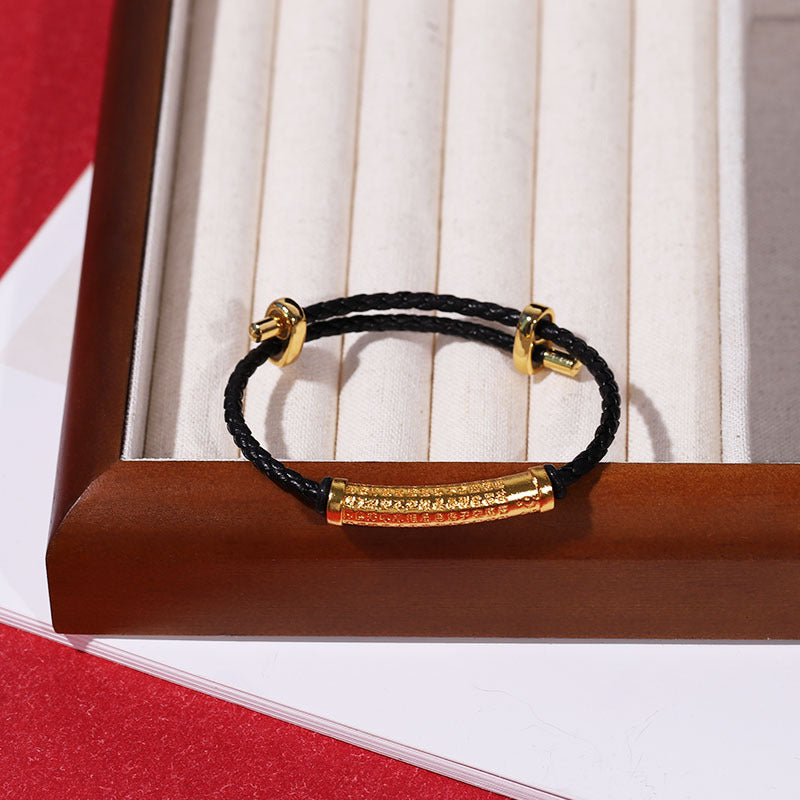 Heart Sutra Elbow Leather Cord Female Couple Brass Real Bracelets