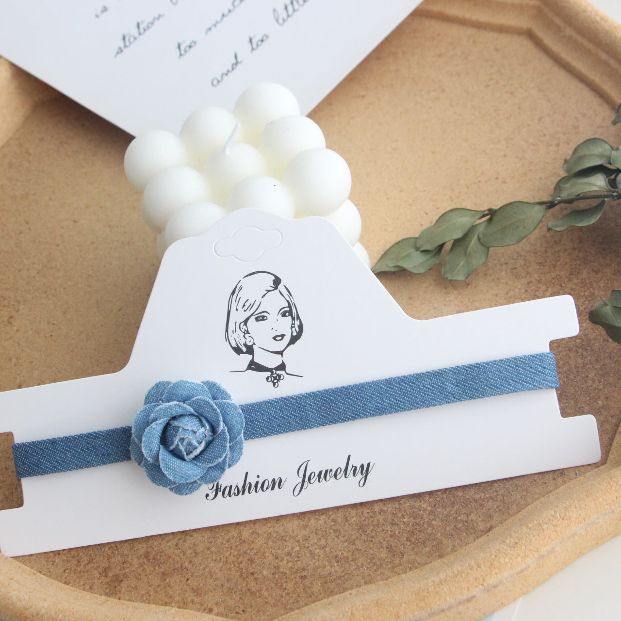 Camellia Sweet Cool Style Clavicle Chain Denim Flower Neck Band Collar