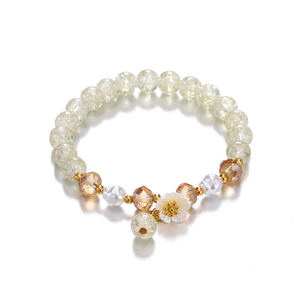 Children's Colored Glaze Glass Chipping Beads Camellia Beaded Bracelets