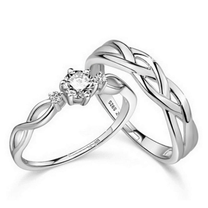 Ornament Open Couple Female Korean Style Zircon Wedding Rings