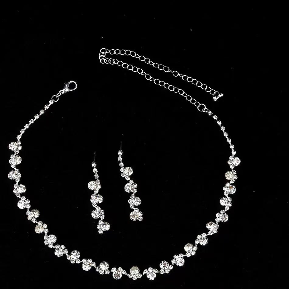Korean Fashion Bridal Sier Three-piece Suit Necklaces