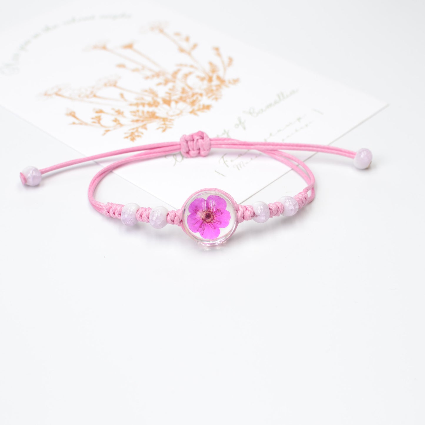 Hand-woven Ceramic Dried Flower Narcissus Glass Bracelets
