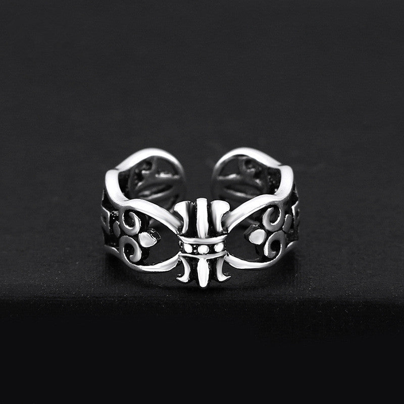 Retro Punk Distressed Snake Flower Personality Rings