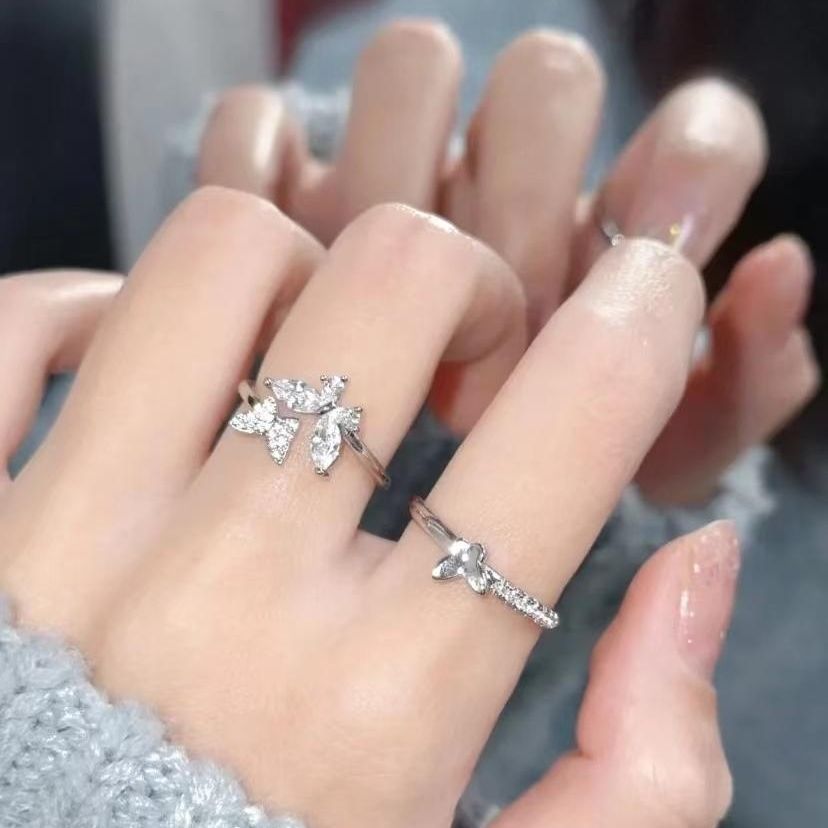 Refined Zircon Butterfly Simple Romantic Gentle Niche Ring