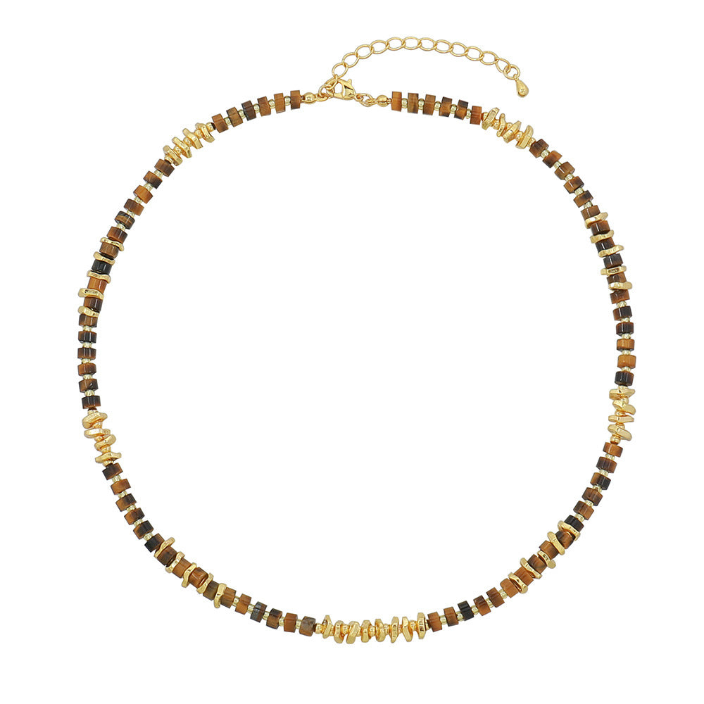 Retro Tigereye Handmade Beaded Accessories Round Necklaces