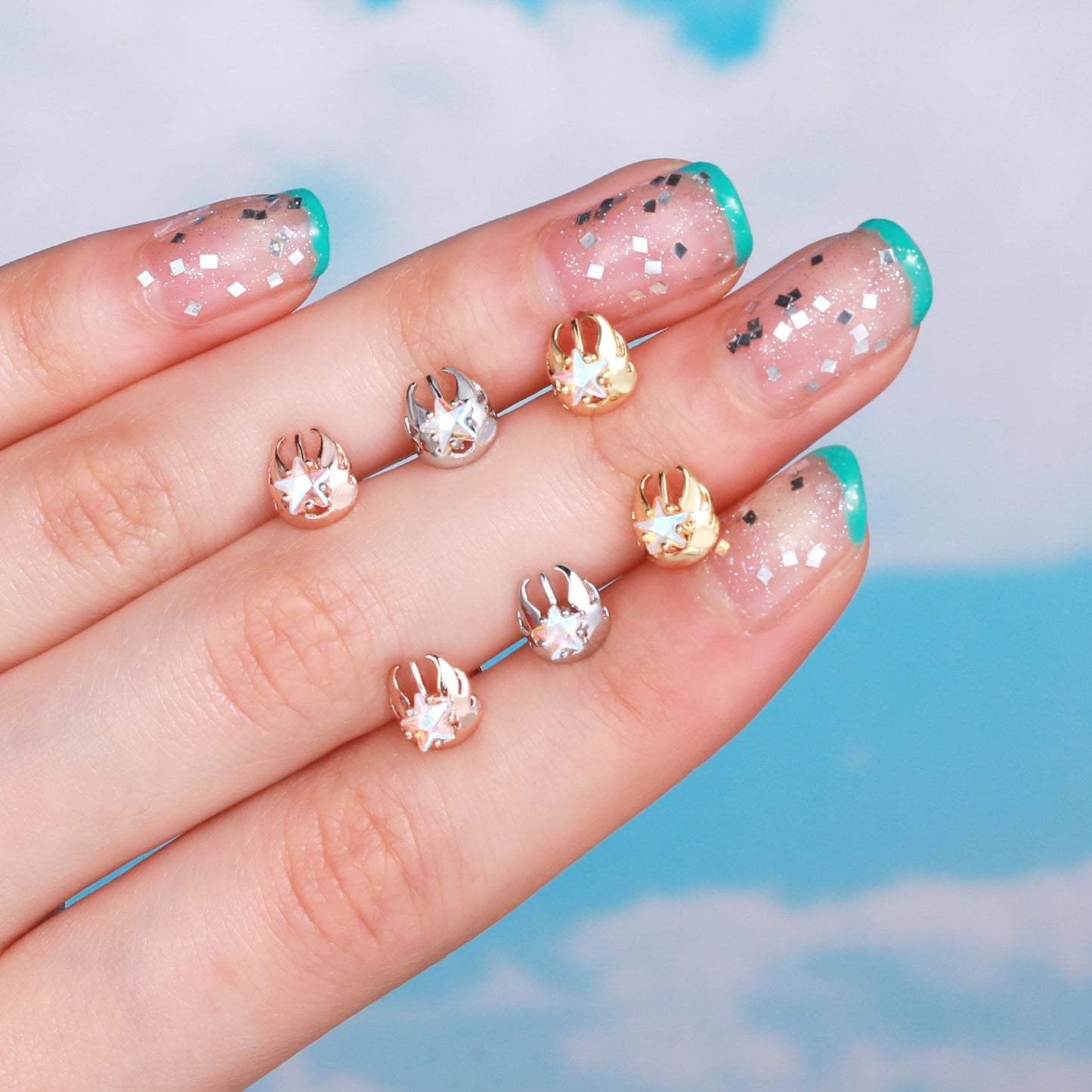 Flower Ear Bone Stainless Steel Thin Rings