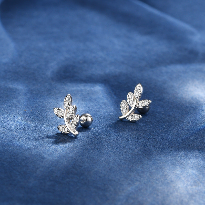 Straight Needle Simple Screw Inlaid Mini Earrings