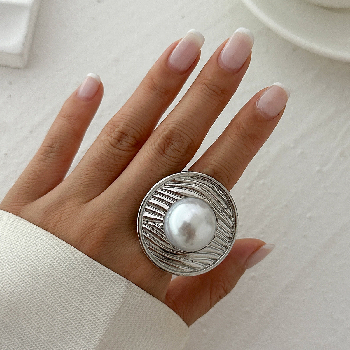 Women's Bohemian Large Lotus Leaf Open Fan Knuckle Exaggerated Rings
