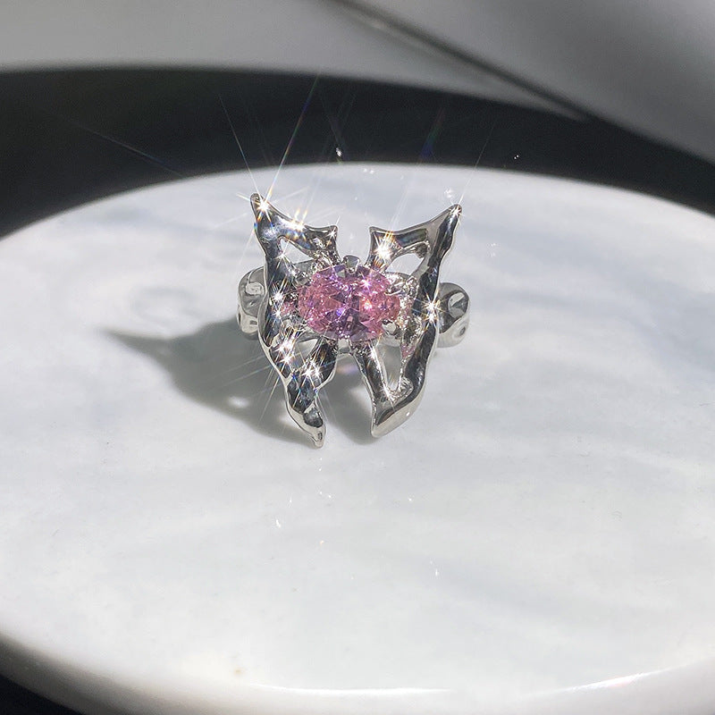 Oil Painting Butterfly Twigs Drop Enamel Color Rings