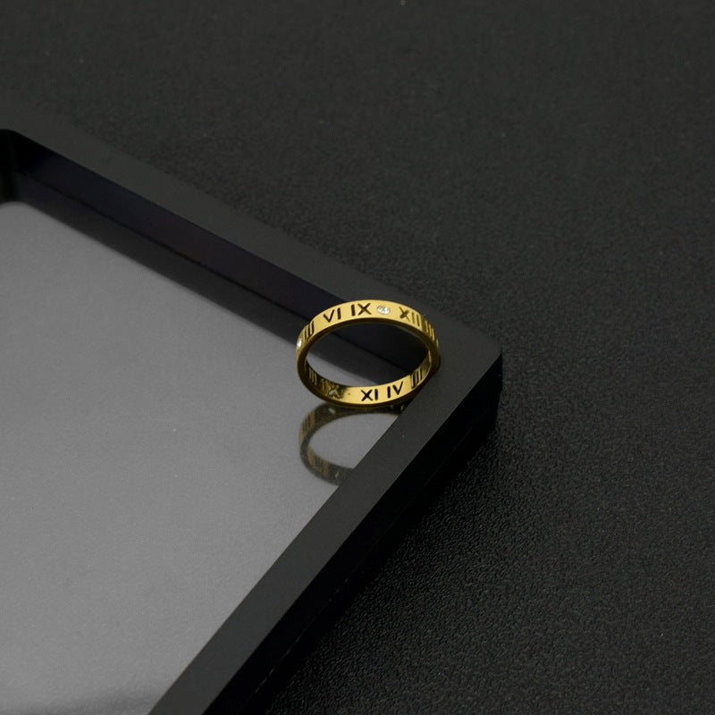 Female Hollow Roman Numerals High Quality Rings