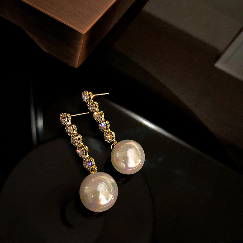 Sier Needle Flower Curved Irregular Pearl Baroque Vintage Earrings