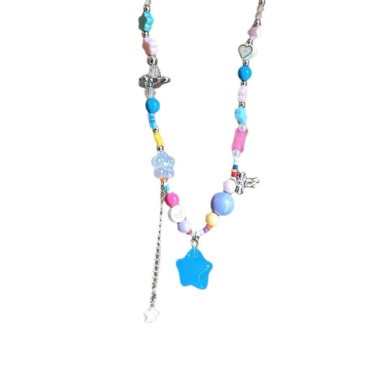 Colorful Beaded Female Niche Design Clavicle Chain Dopamine Sweet Necklaces