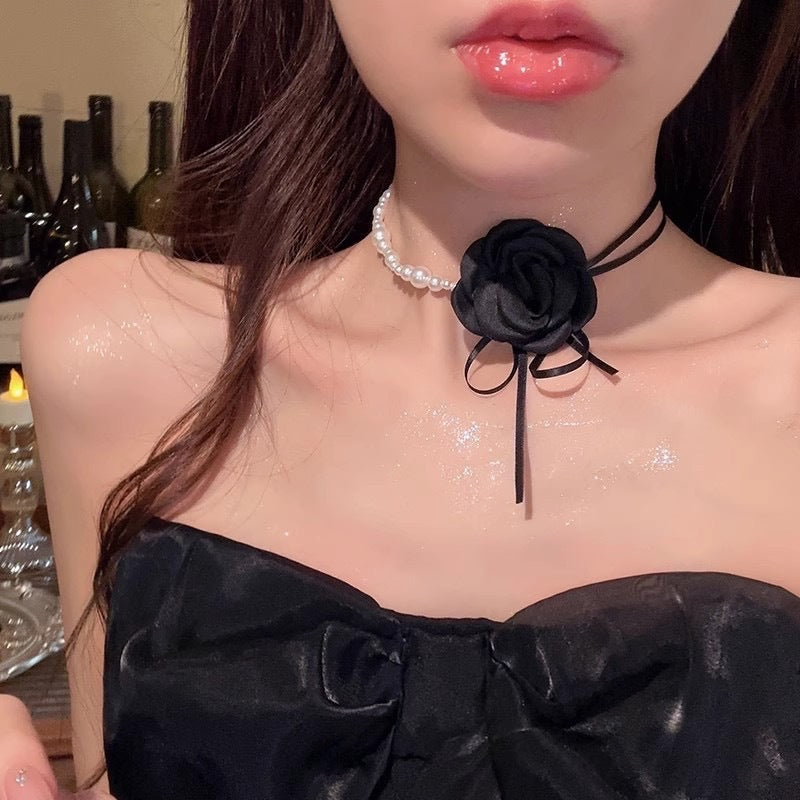 Camellia Female Lolita Dark Clavicle Chain Necklaces