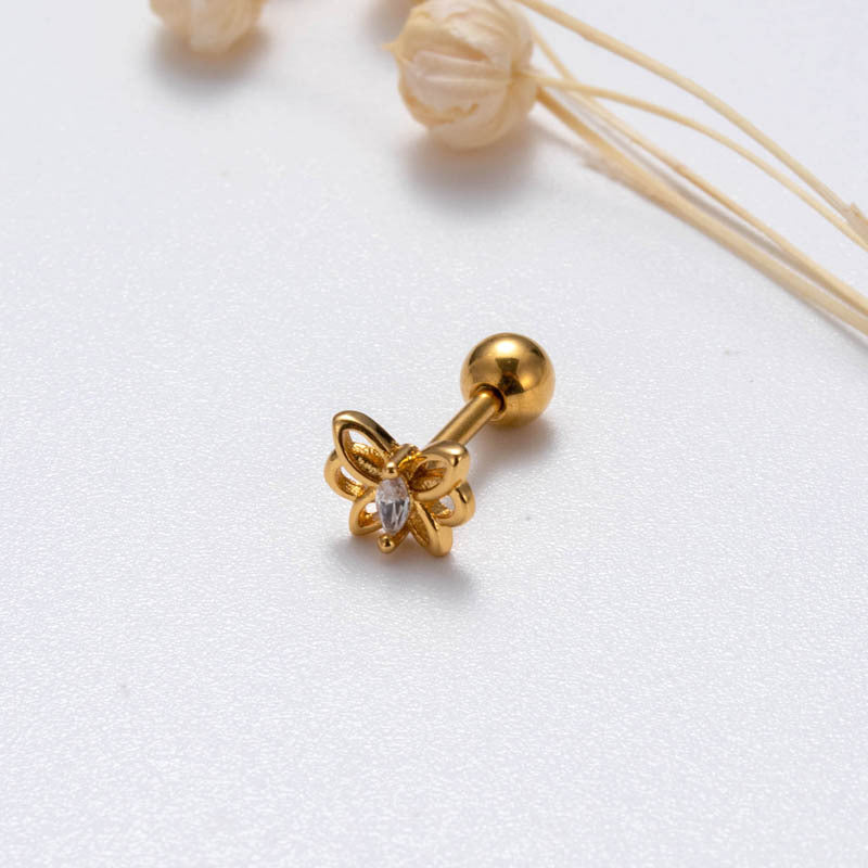 Stainless Steel Rod Micro Inlaid Zircon Earrings