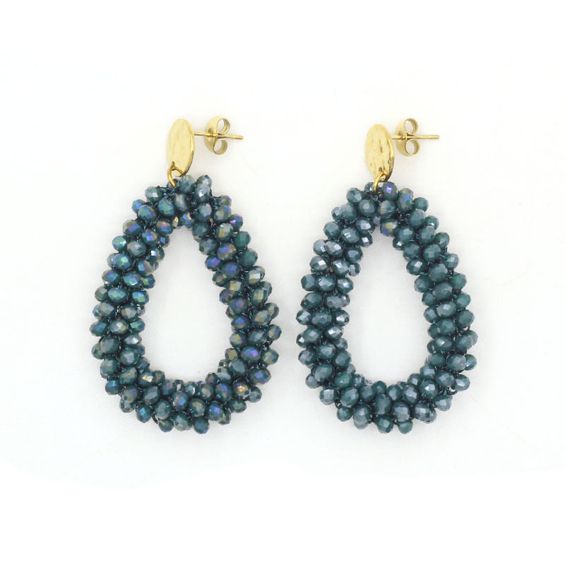 Women's Handmade Woven Crystal Fashion Water Drop Creative Bohemian Chic Earrings