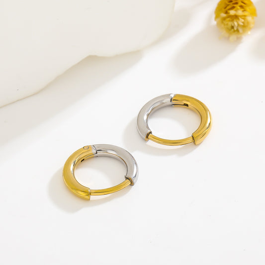 High-grade Simple Circle Coil Two-color Fashion Titanium Steel Earrings