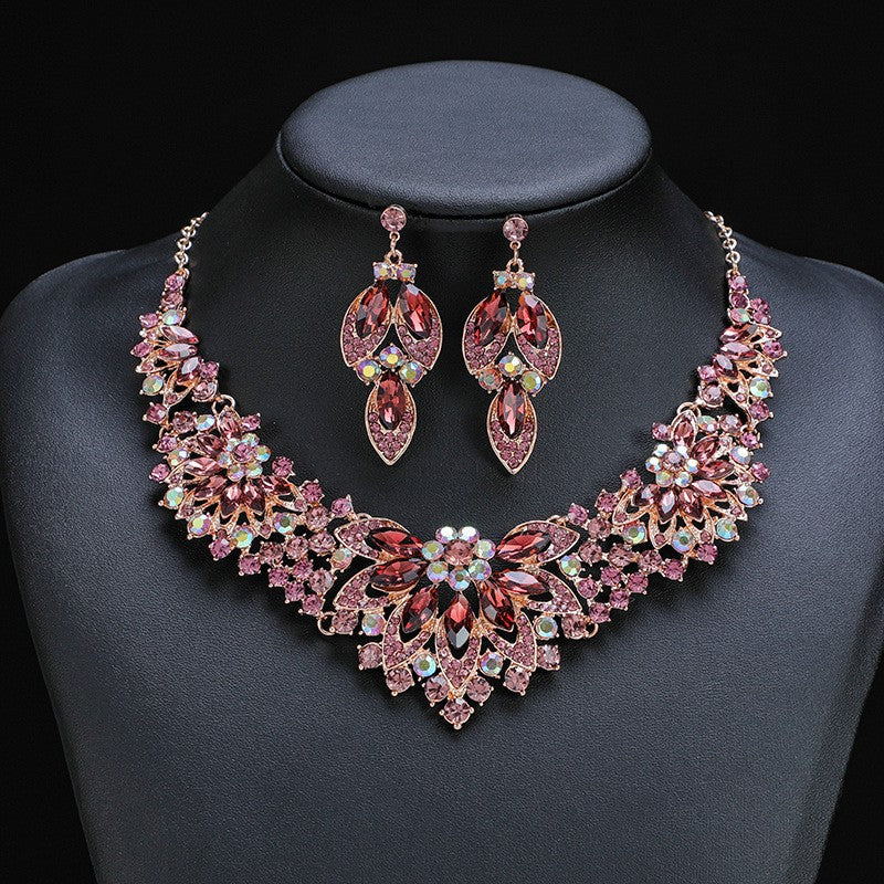 Women's Vintage Leaves Flowers Exaggerated Bridal Wedding Jewelry Set