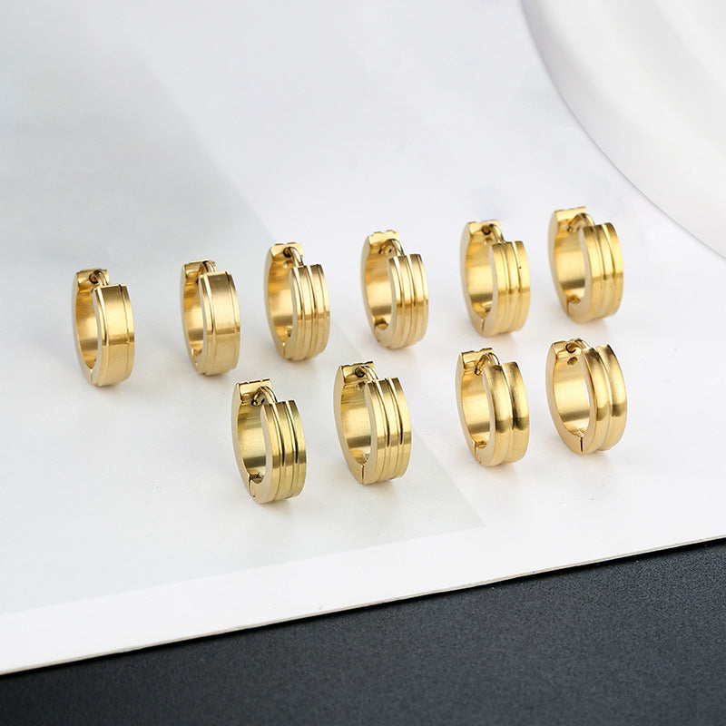 Titanium Steel Gold Stainless Ear Clip Earrings