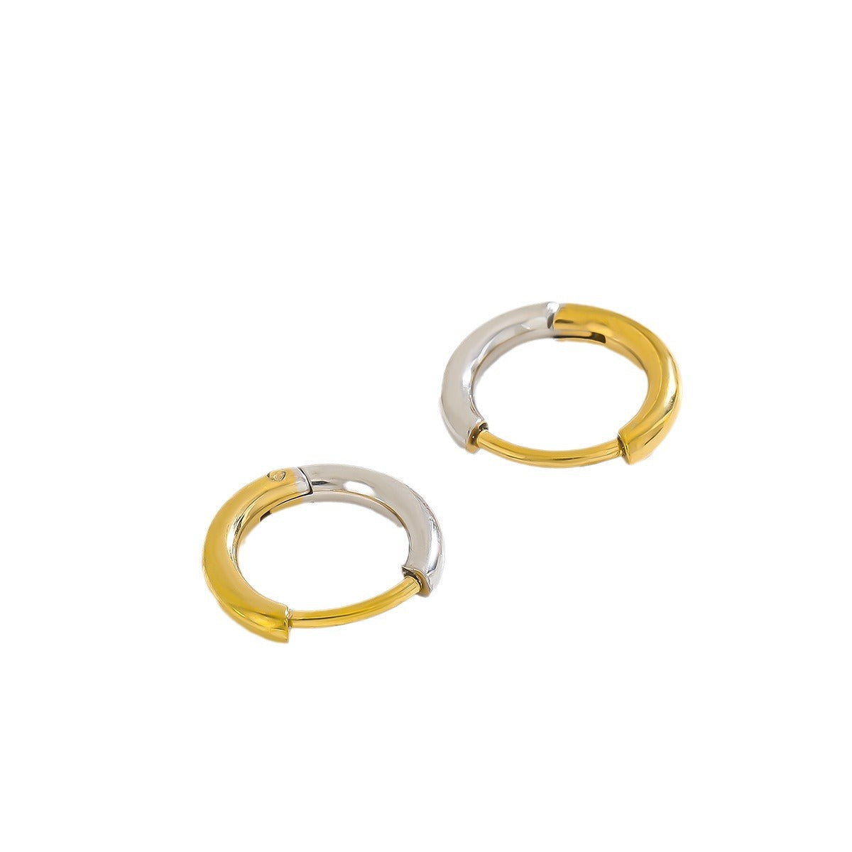 High-grade Simple Circle Coil Two-color Fashion Titanium Steel Earrings