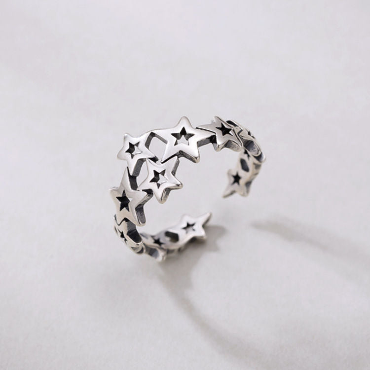 Retro Punk Distressed Snake Flower Personality Rings