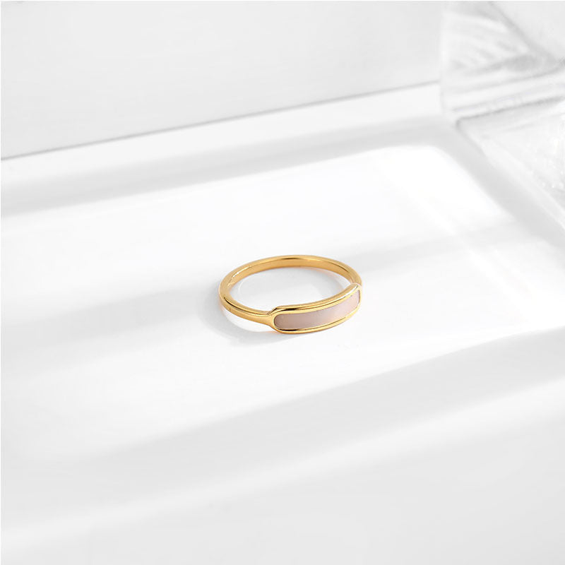 Graceful Geometric White Shell Titanium Steel Female Rings