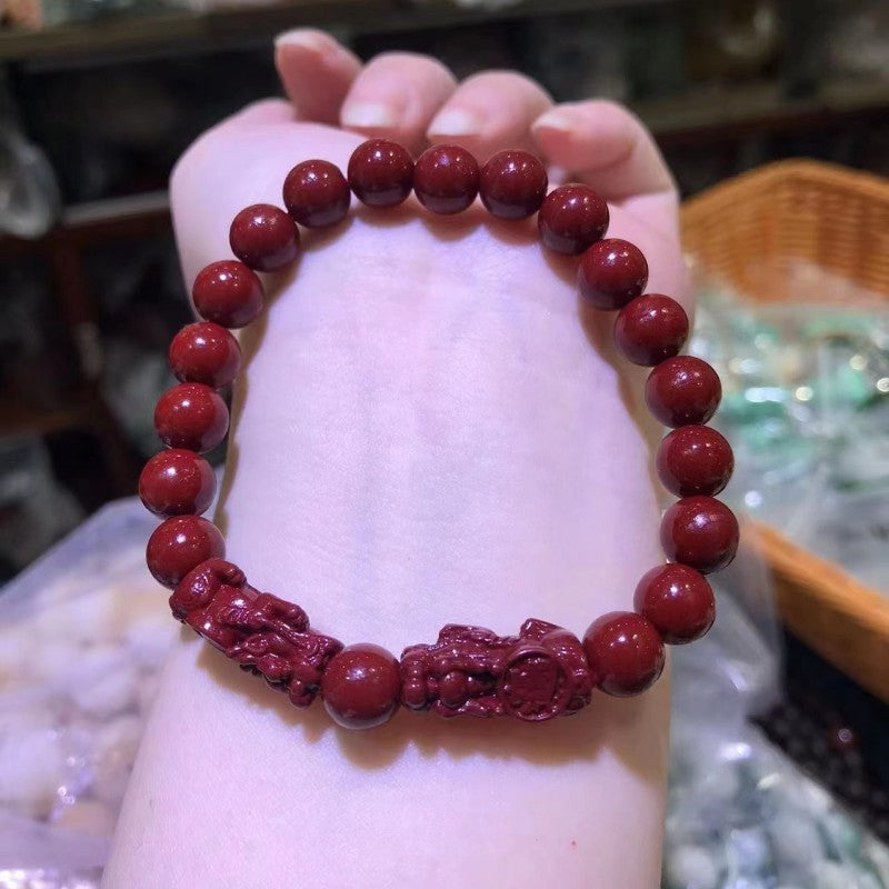 Women's Purple Gold Sand Cinnabar Beaded Single Ethnic Bracelets