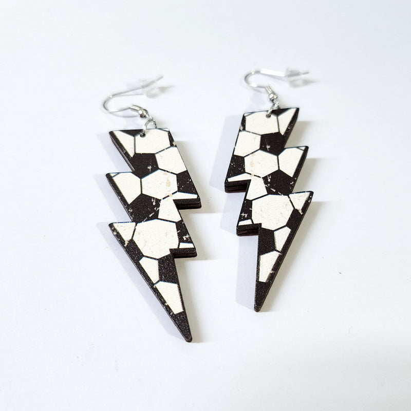Super Bowl Sports Wood Wooden Ball Earrings