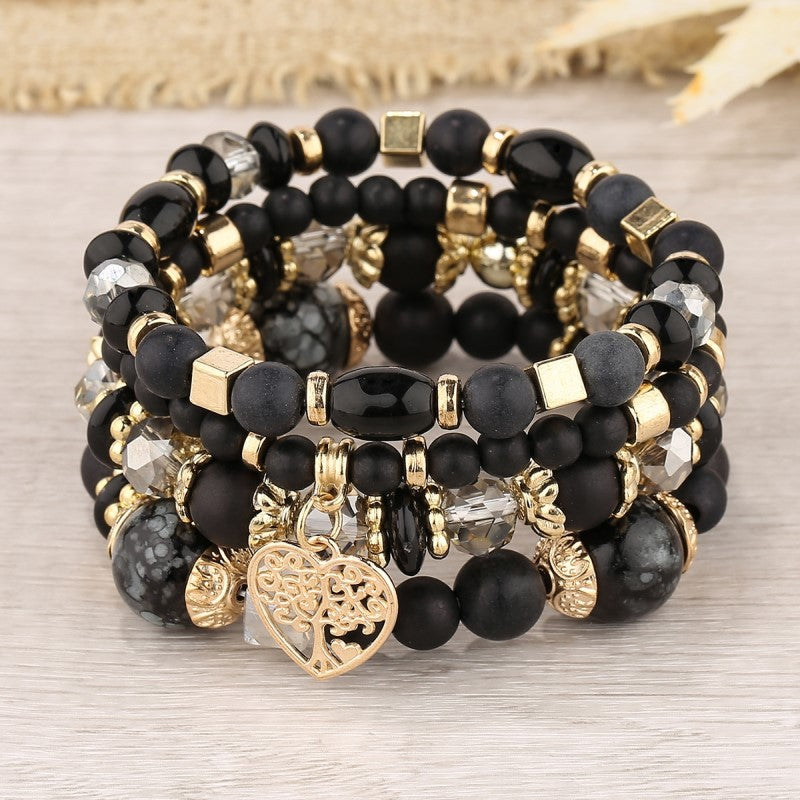 Style Crystal Peach Heart Beaded Ladies Bracelets