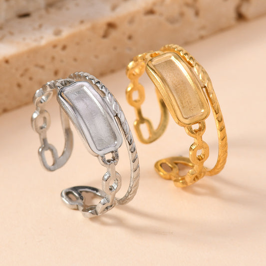 Steel Ornament Simple Personality Oil Pressure Double Line Rings