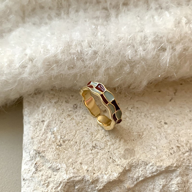 Women's Ornament Vintage Style Gold-plated Brushed Light Rings