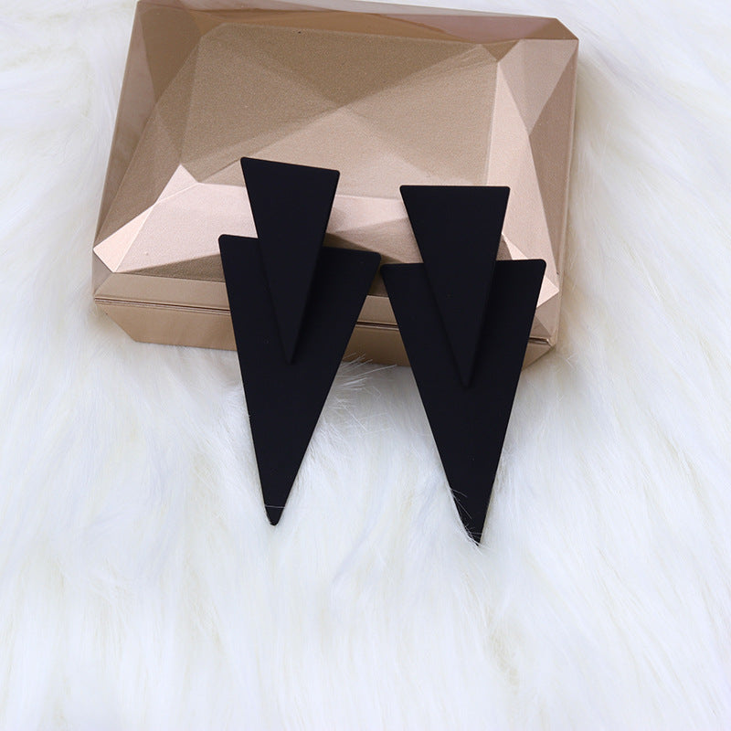 Triangle Stitching Spray Paint High Profile Earrings