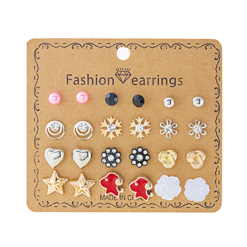 Suit Geometric Pairs Storage Ear Multicolor Earrings