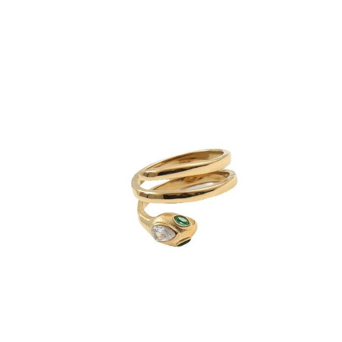 Green Eyes Zircon Titanium Steel Gold Bracelet