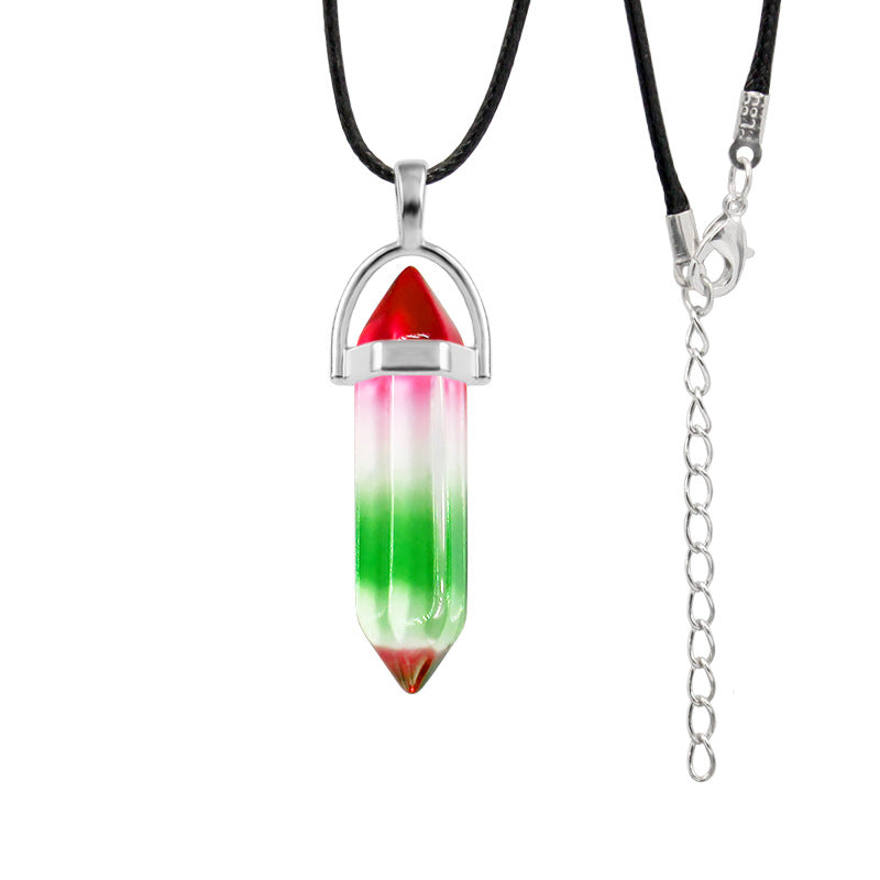 Natural Stone Hexagon Prism Fashion Crystal Necklaces