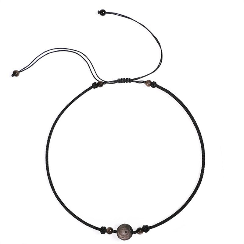 Women's & Men's Meteorite Planet Beads Gold Obsidian Moon Bracelets